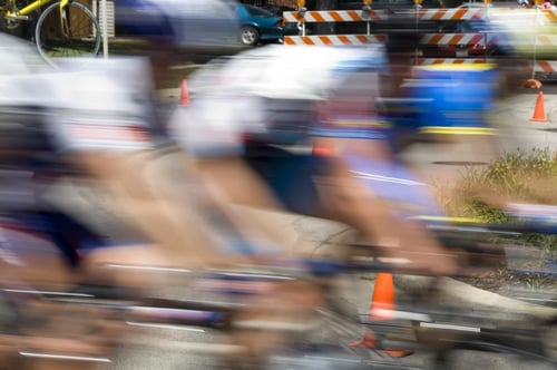 Cyclists in mens race - motion blur