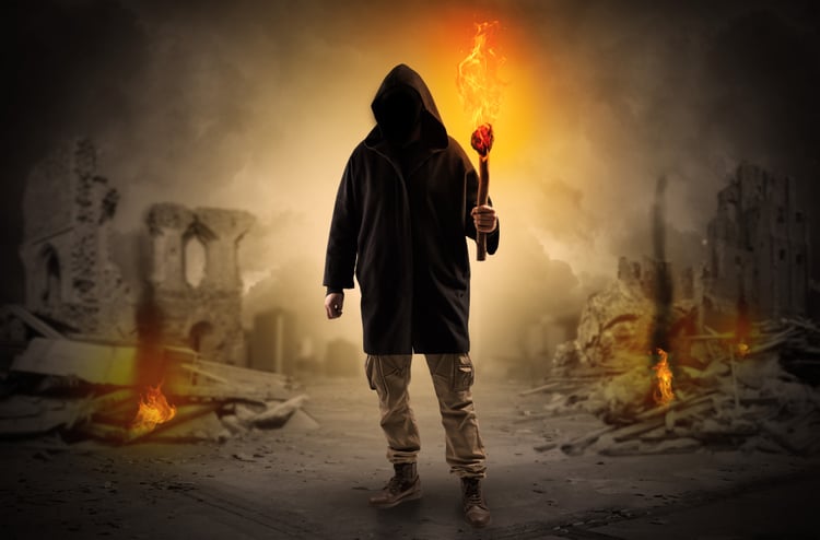 destroyed-place-after-a-catastrophe-with-man-and-burning-flambeau-concept